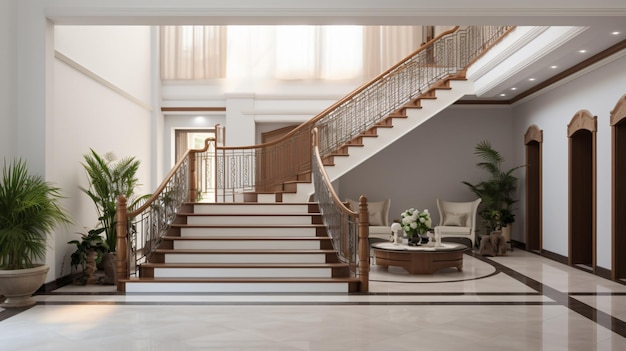 interior design of modern entrance hall with staircase