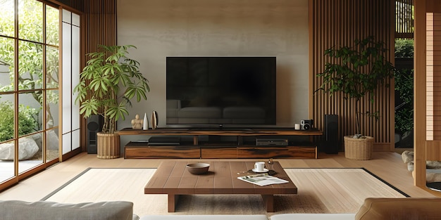 Interior design modern living room in japanese style