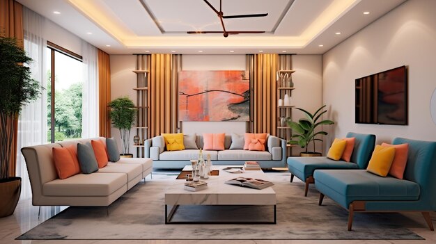 Foto progettazione interna di un soggiorno moderno