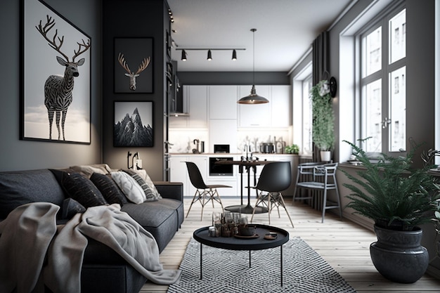 The interior design of a modern Scandinavian apartment AI