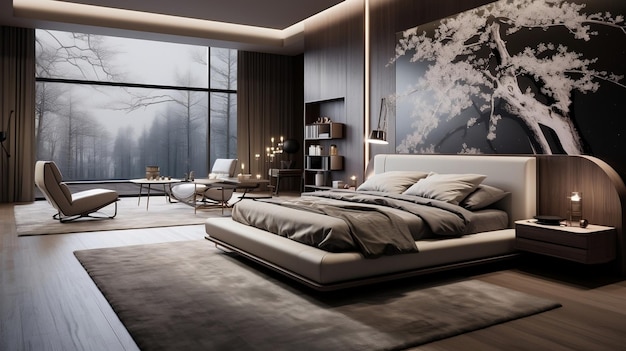 写真 現代的なエレガントな寝室のインテリアデザイン