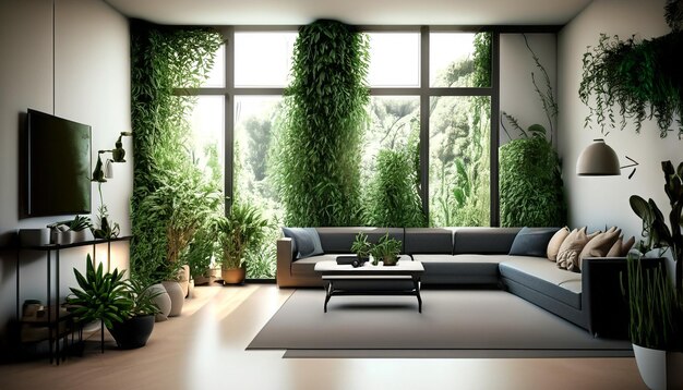 Photo interior design room with a lot of plants