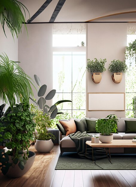 interior design room with a lot of plants