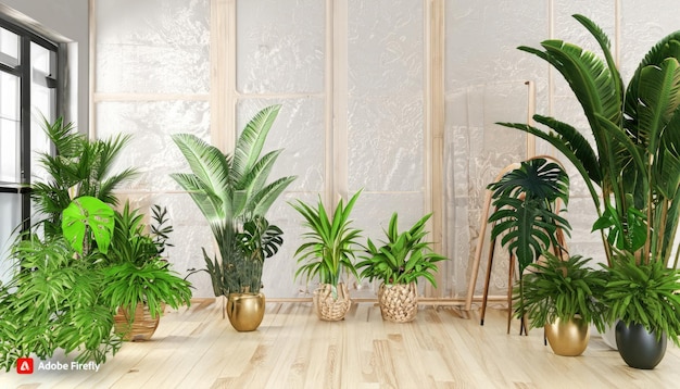 interior design room with a tropical summer plants AI Generated