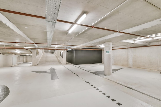 Interior design of a underground parking garage