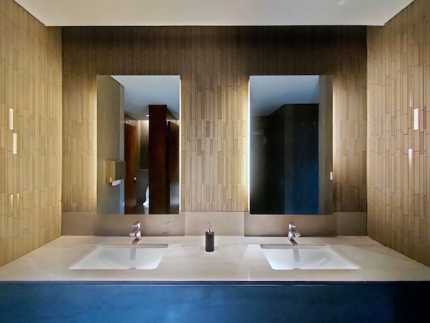Interior design washbasin and faucet in luxury hotel