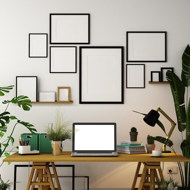 Foto interior design per area di lavoro in stile moderno