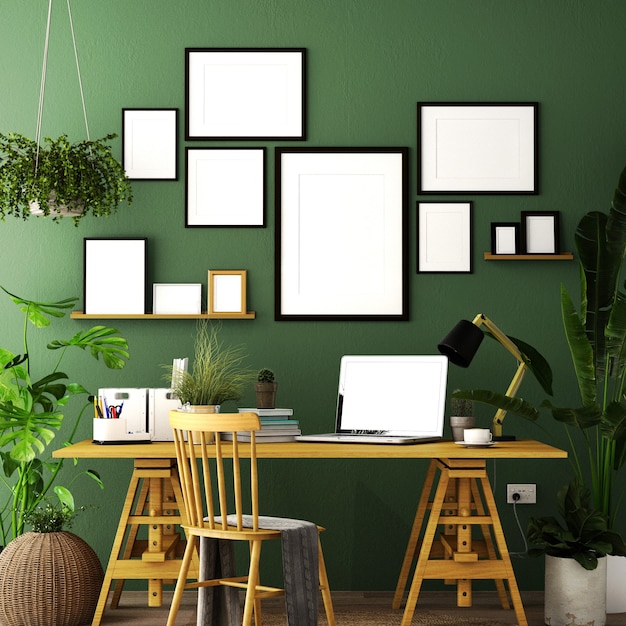 interior design for working area in scandinavian style