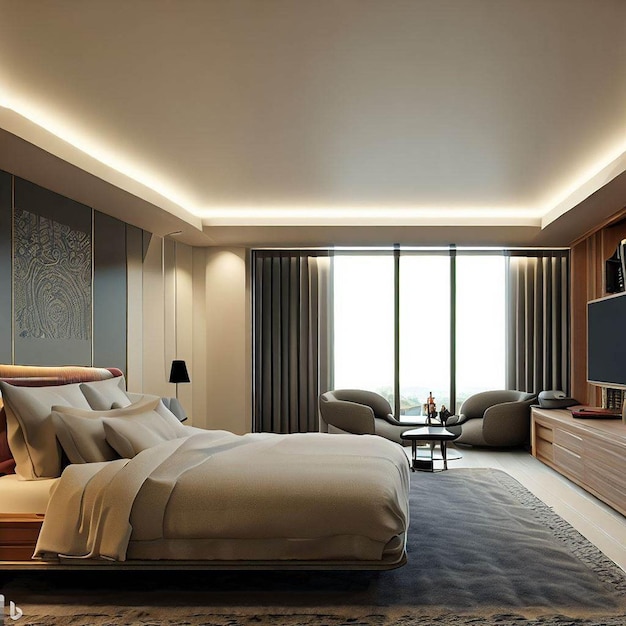 インテリア デザインモダンな部屋豪華な 3 d ルーム豪華なベッドルーム金属抽象的な