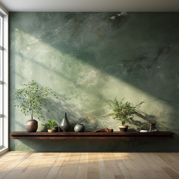 Foto spazio di design interno con parete in marmo