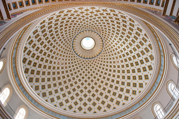 Photo interior of the dome of the mosta rotunda malta