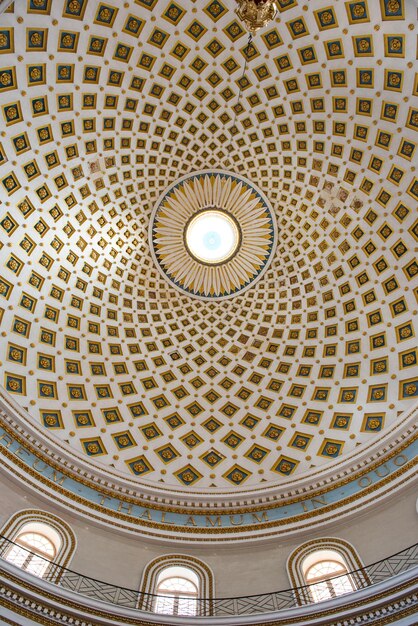 Photo interior of the dome of the mosta rotunda malta