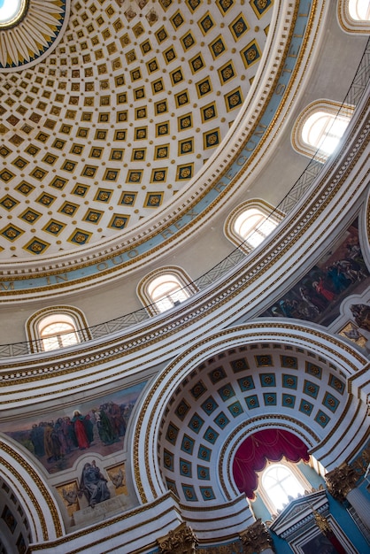 Photo interior of the dome of the mosta rotunda malta