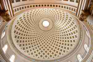 Photo interior of the dome of the mosta rotunda malta