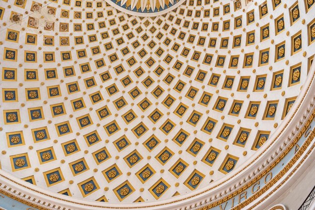 Photo interior of the dome of the mosta rotunda malta