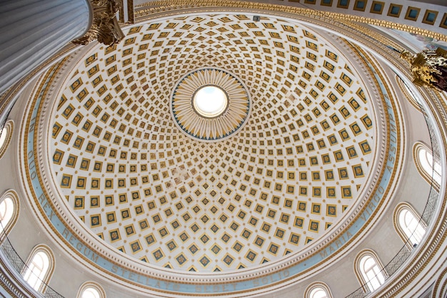 Photo interior of the dome of the mosta rotunda malta