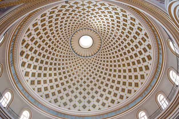 Photo interior of the dome of the mosta rotunda malta