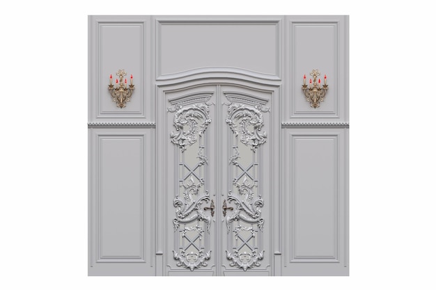 interior doors isolated on white background interior furniture 3D illustration cg render