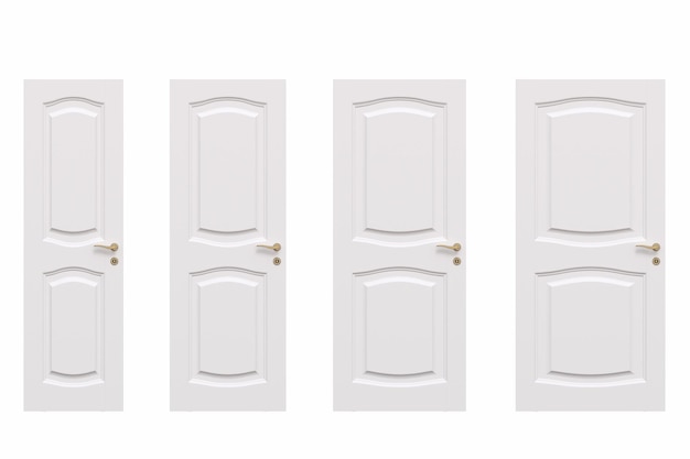 межкомнатные двери на белом фоне внутренняя мебель 3D иллюстрация cg render