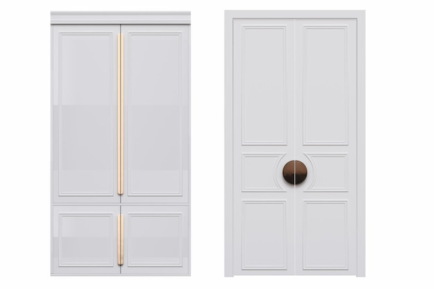 Photo interior doors isolated on white background interior furniture 3d illustration cg render