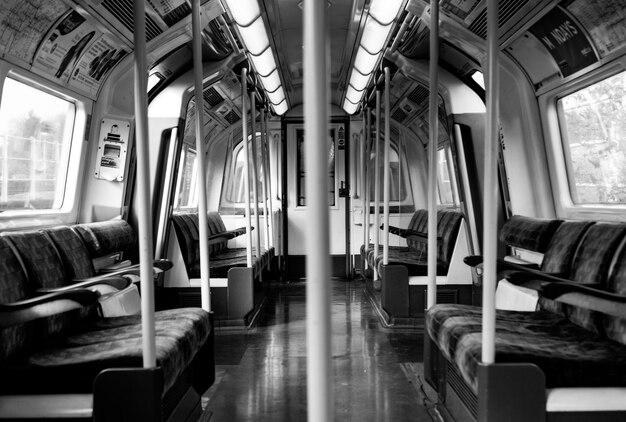 Photo interior of empty metro train