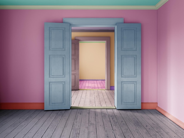 Interior empty room 3D rendering