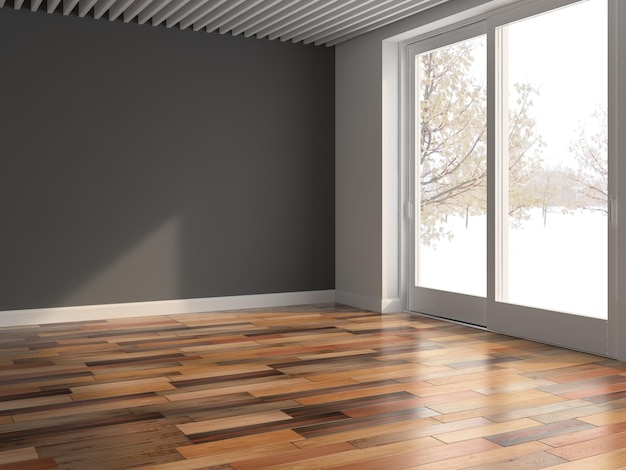 Interior empty room 3D rendering