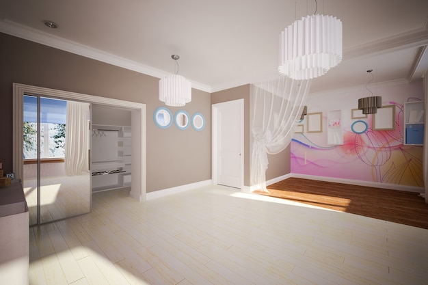 Interior empty room in modern style. Interior design