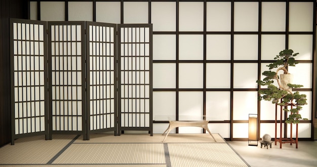 Interior Empty room and tatami mat floor room japanese style