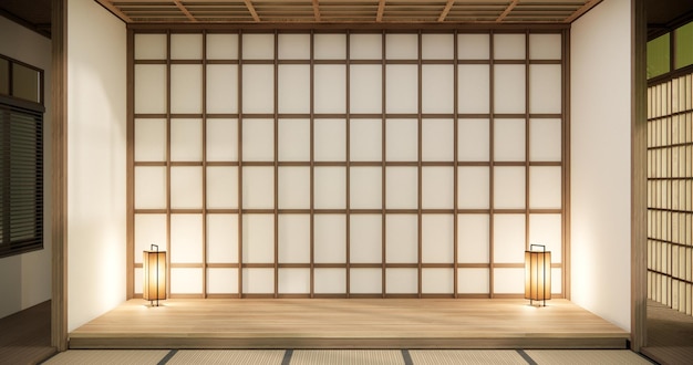 Interior Empty room and tatami mat floor room japanese style