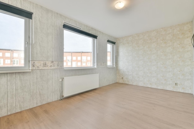 Interior of empty room with windows