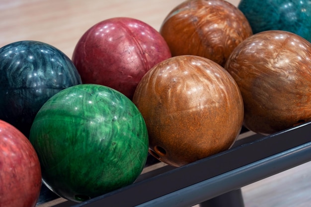 the interior and equipment of the recreation area in the bowling alley sports