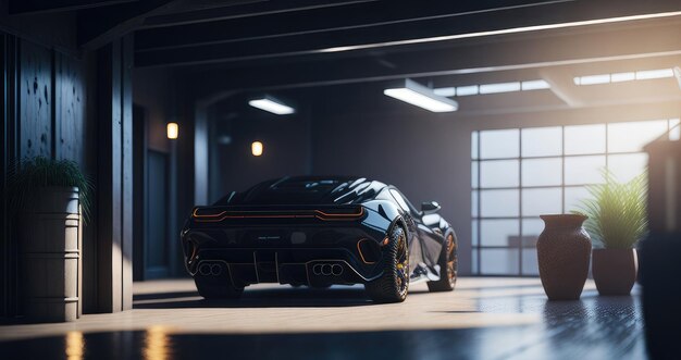 Interior garage with bokeh effect