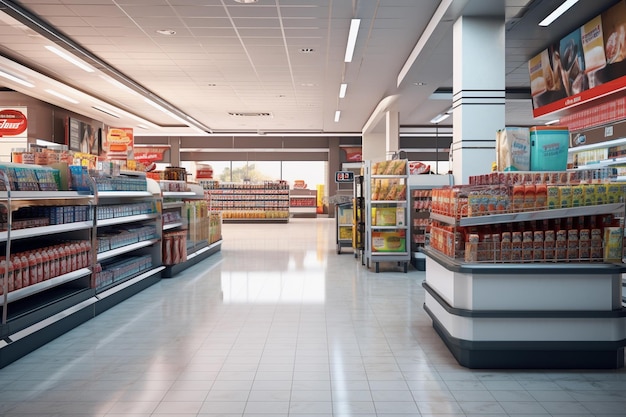 Interior grocery store and supermarket