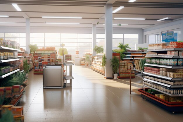 Interior grocery store and supermarket