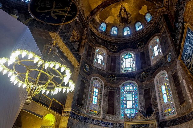 Interior of the Hagia Sophia Mosque now Moseum Ayasofya interior at Istanbul Turkey