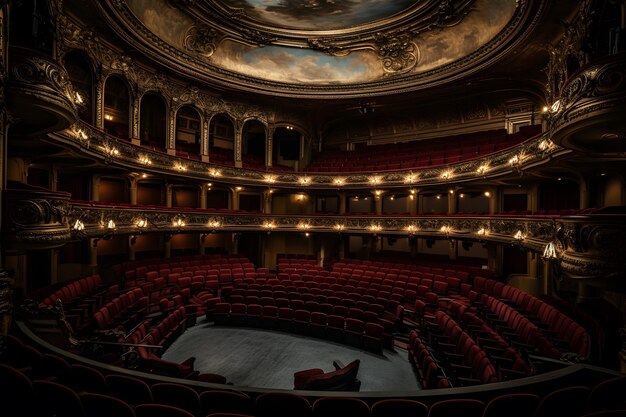 Foto l'interno della sala nella rete neurale del teatro ai generato