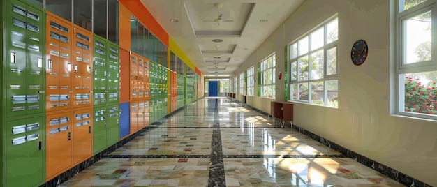 写真 現代建築における廊下のインテリアデザイン 現代的なスタイルの室内スペースコンセプトで明るく空いた廊下