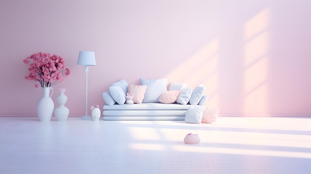 Interior home design Minimalistic living room with pillows AI generated