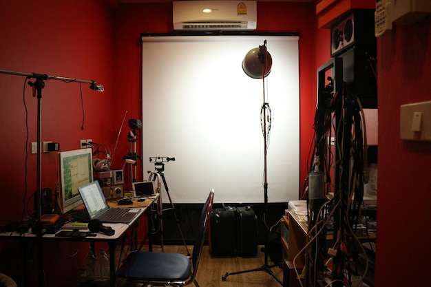 Photo interior of home studio fir live broadcast