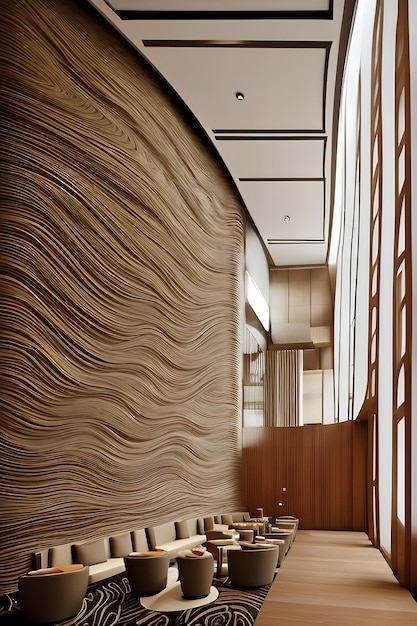 The interior of the hotel is made of wavy waves