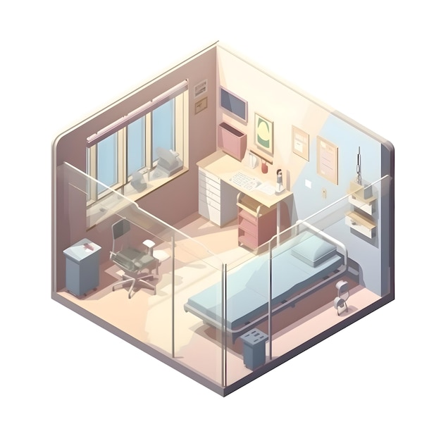 Interior of a hotel room Isometric view Vector illustration