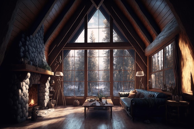 interior house in the woods cozy atmosphere