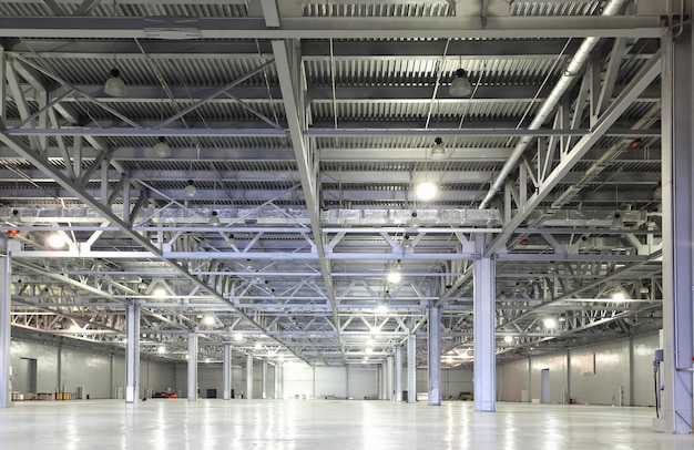 Interior of huge empty storehouse