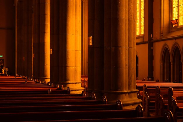 Interior of illuminated building