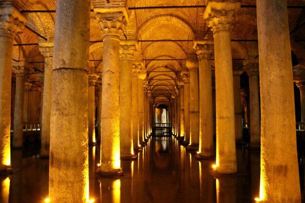 Interior of illuminated building