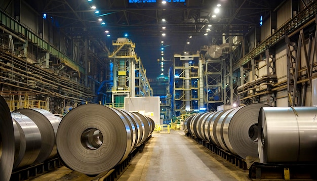 interior of illuminated factory