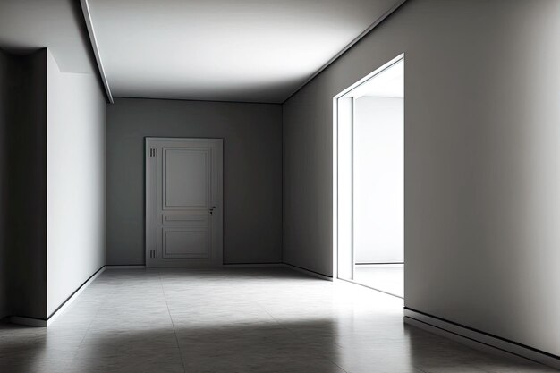 Фото Интерьер в серых тонах пустого коридора в офисном здании