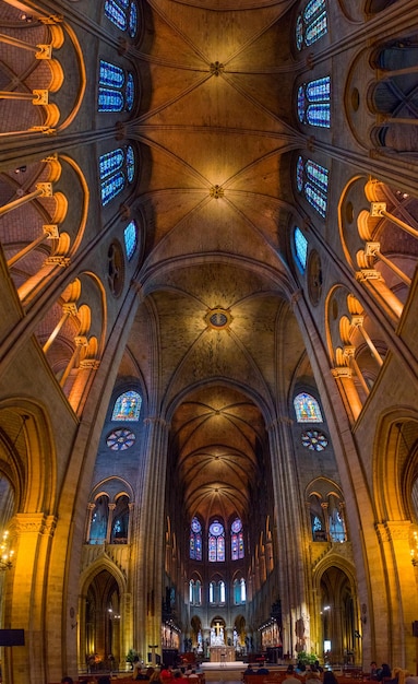 Interior inside of Noterdam de Paris. France