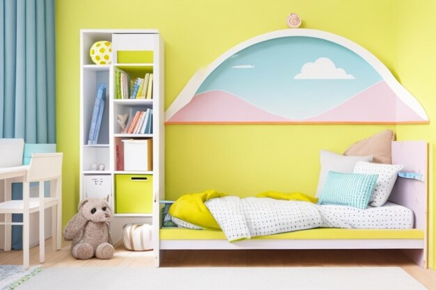 Interior kid's room and wall frame